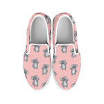 Polka Dot Koala Pattern Print White Slip On Shoes
