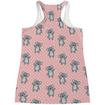 Polka Dot Koala Pattern Print Women's Racerback Tank Top