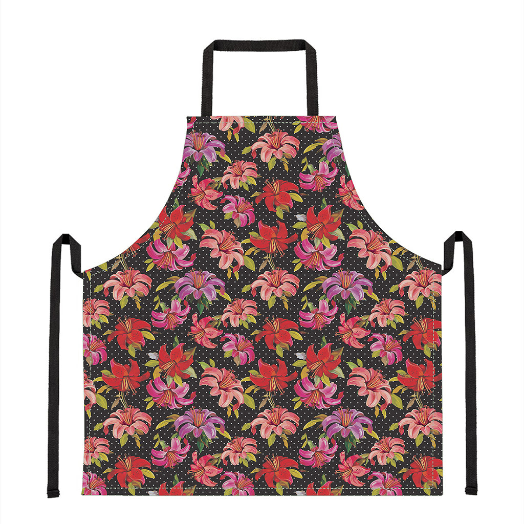 Polka Dot Lily Pattern Print Apron