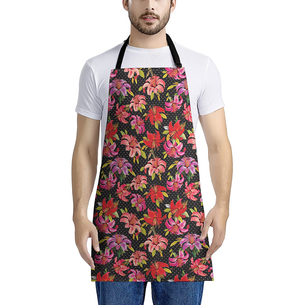 Polka Dot Lily Pattern Print Apron