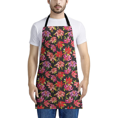 Polka Dot Lily Pattern Print Apron