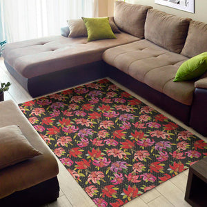 Polka Dot Lily Pattern Print Area Rug