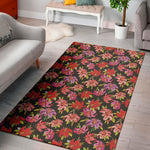 Polka Dot Lily Pattern Print Area Rug