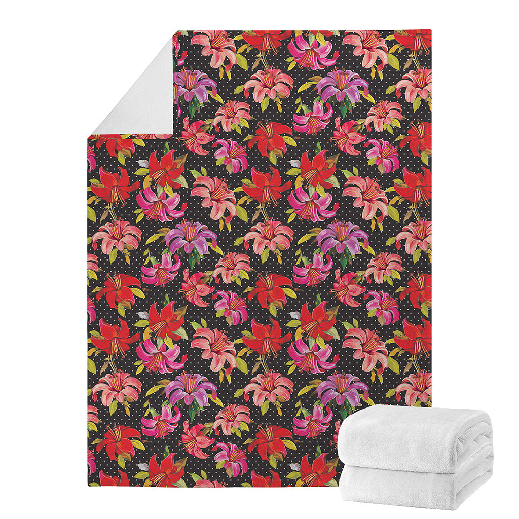 Polka Dot Lily Pattern Print Blanket