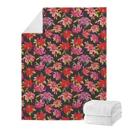 Polka Dot Lily Pattern Print Blanket