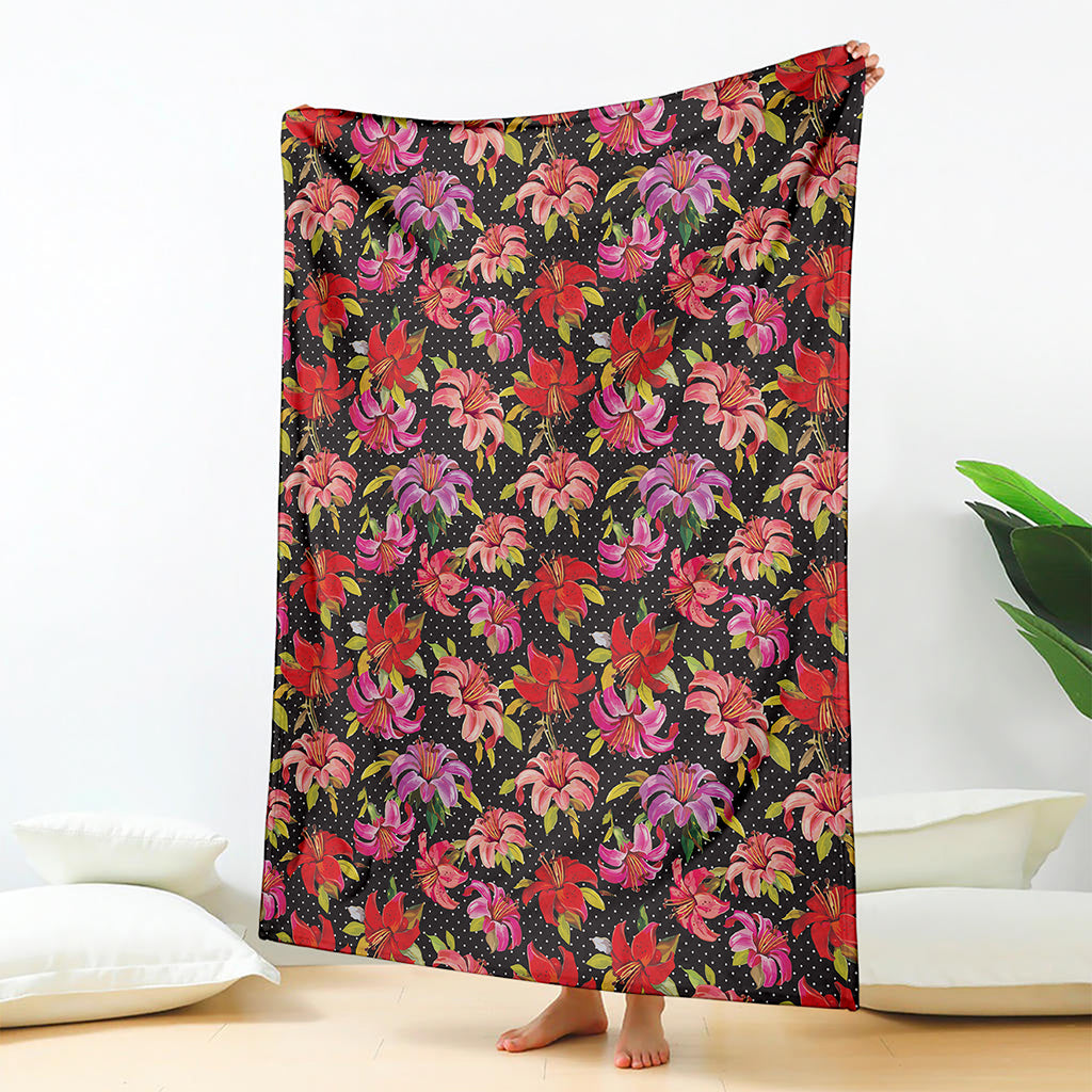 Polka Dot Lily Pattern Print Blanket