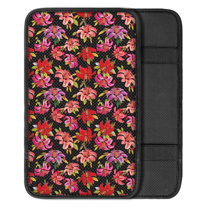 Polka Dot Lily Pattern Print Car Center Console Cover