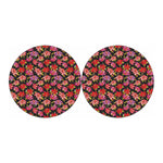 Polka Dot Lily Pattern Print Car Coasters