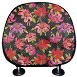 Polka Dot Lily Pattern Print Car Headrest Covers