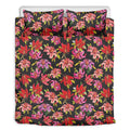 Polka Dot Lily Pattern Print Duvet Cover Bedding Set