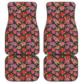 Polka Dot Lily Pattern Print Front and Back Car Floor Mats