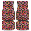 Polka Dot Lily Pattern Print Front and Back Car Floor Mats