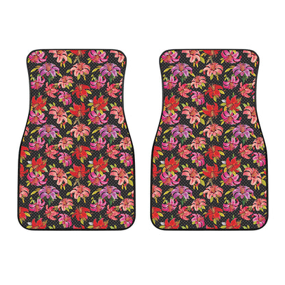 Polka Dot Lily Pattern Print Front Car Floor Mats