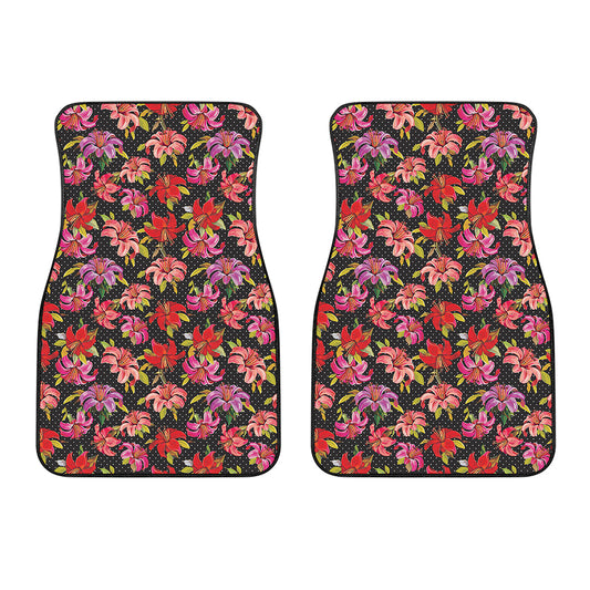 Polka Dot Lily Pattern Print Front Car Floor Mats