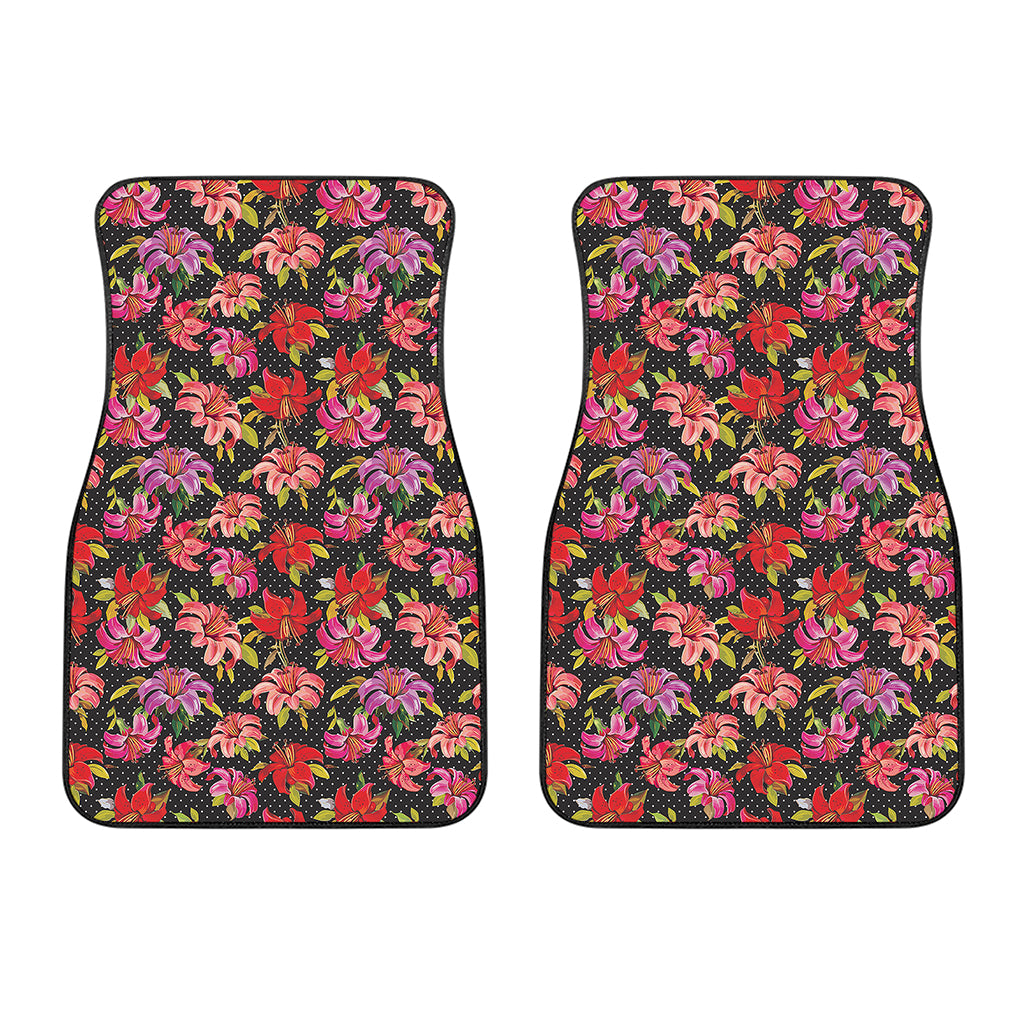 Polka Dot Lily Pattern Print Front Car Floor Mats