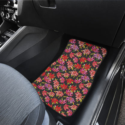 Polka Dot Lily Pattern Print Front Car Floor Mats