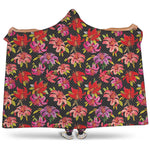 Polka Dot Lily Pattern Print Hooded Blanket