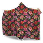 Polka Dot Lily Pattern Print Hooded Blanket