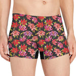 Polka Dot Lily Pattern Print Men's Boxer Briefs