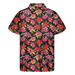 Polka Dot Lily Pattern Print Men's Short Sleeve Shirt