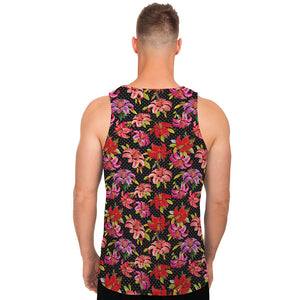 Polka Dot Lily Pattern Print Men's Tank Top