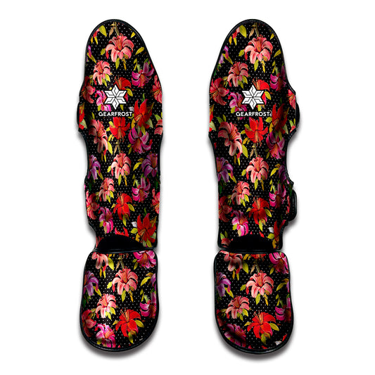 Polka Dot Lily Pattern Print Muay Thai Shin Guard