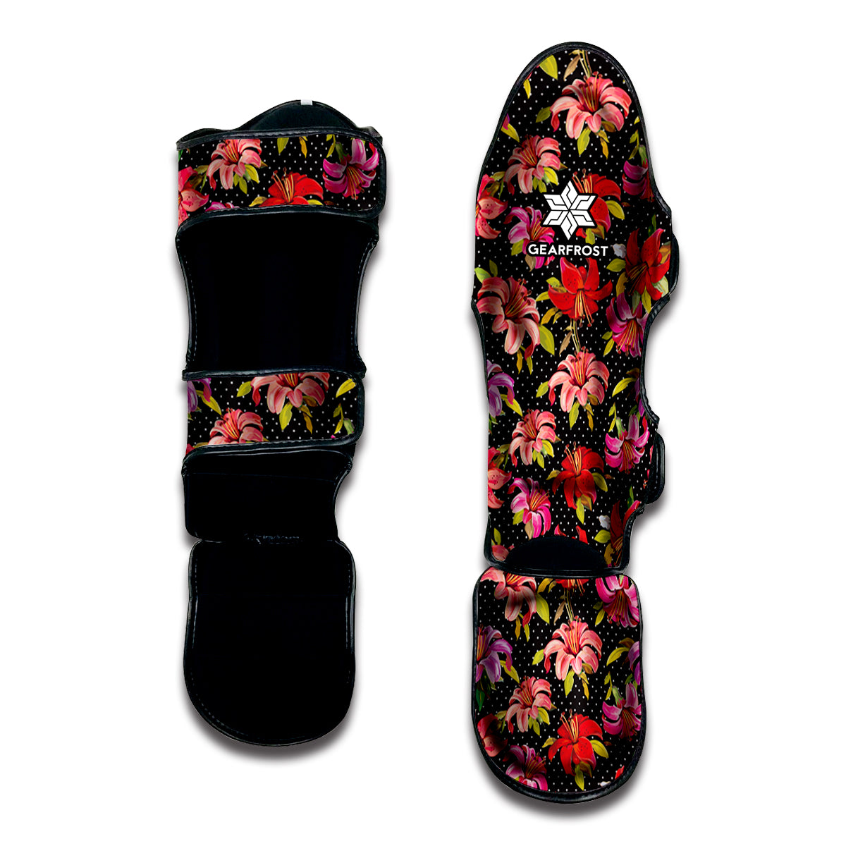 Polka Dot Lily Pattern Print Muay Thai Shin Guard