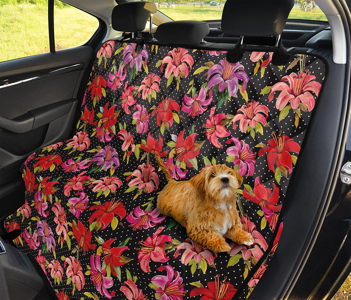 Polka Dot Lily Pattern Print Pet Car Back Seat Cover