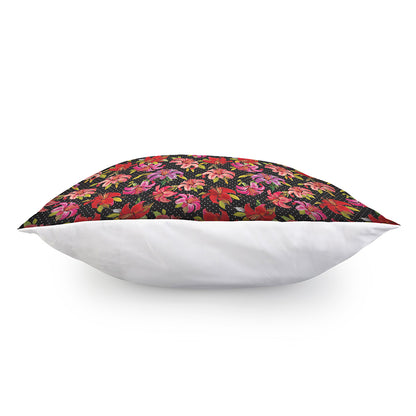 Polka Dot Lily Pattern Print Pillow Cover