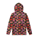 Polka Dot Lily Pattern Print Pullover Hoodie