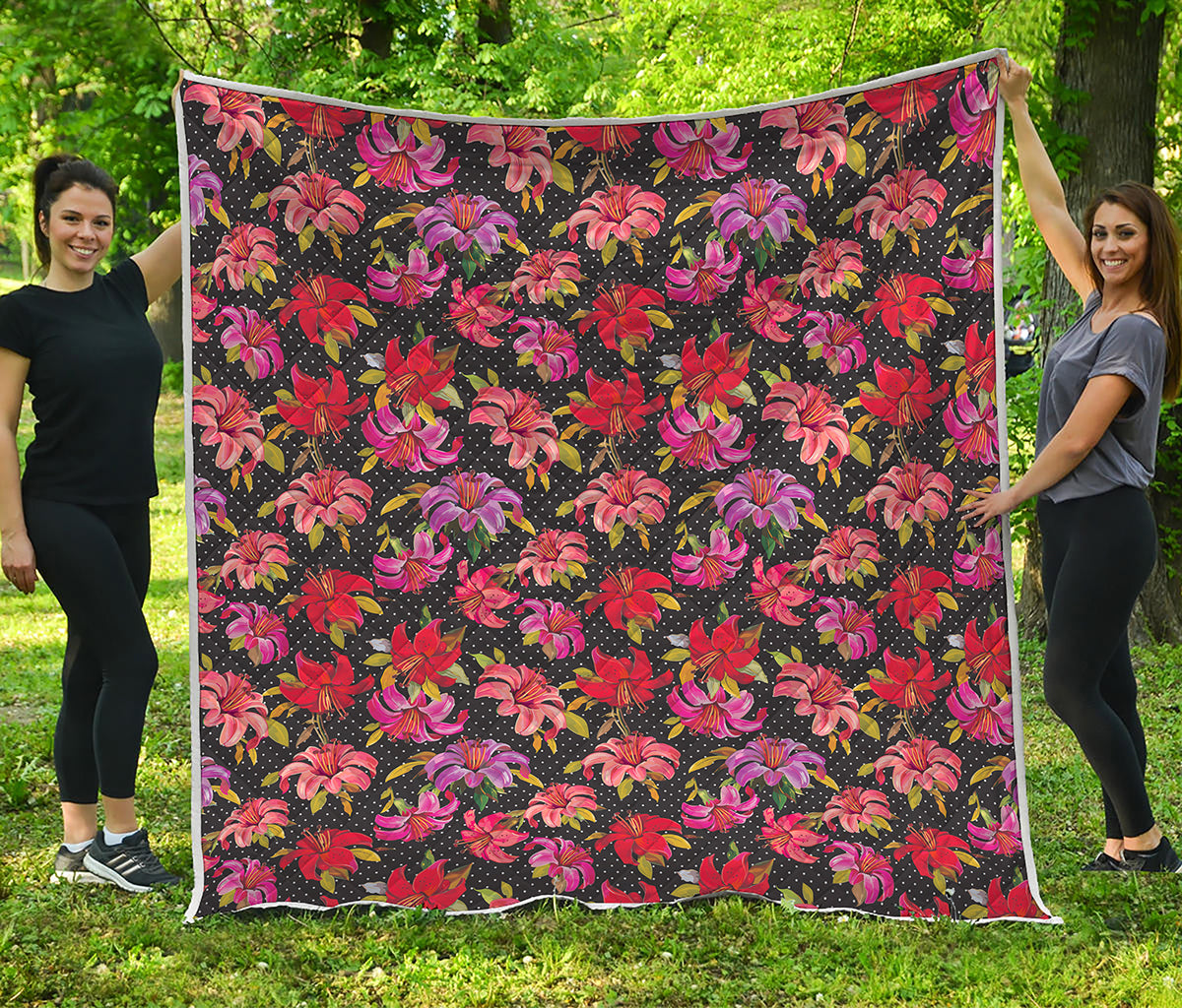 Polka Dot Lily Pattern Print Quilt