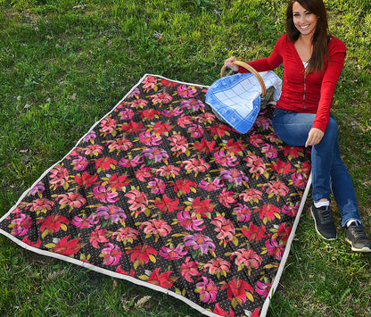 Polka Dot Lily Pattern Print Quilt