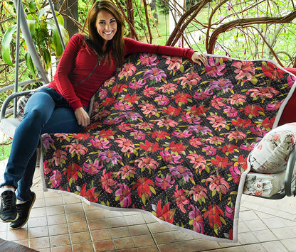 Polka Dot Lily Pattern Print Quilt