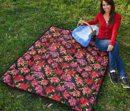 Polka Dot Lily Pattern Print Quilt