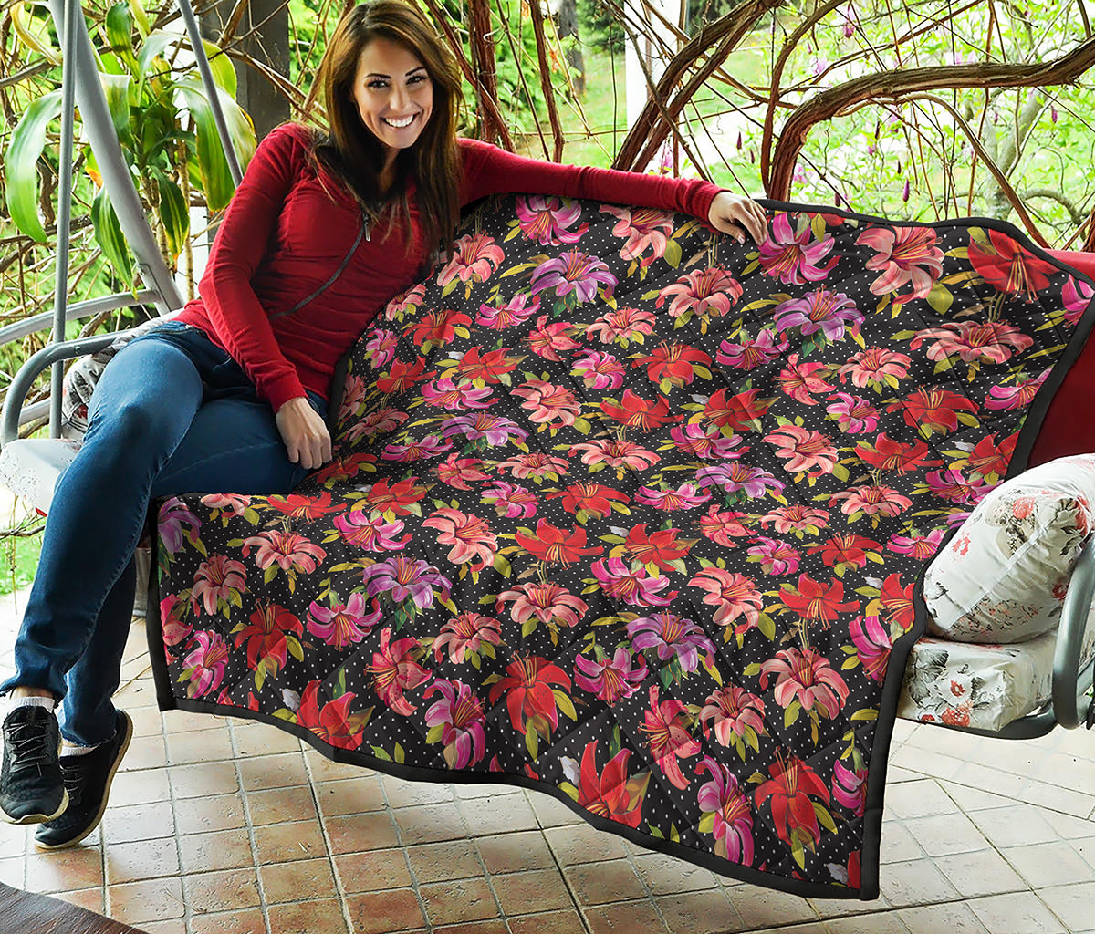 Polka Dot Lily Pattern Print Quilt