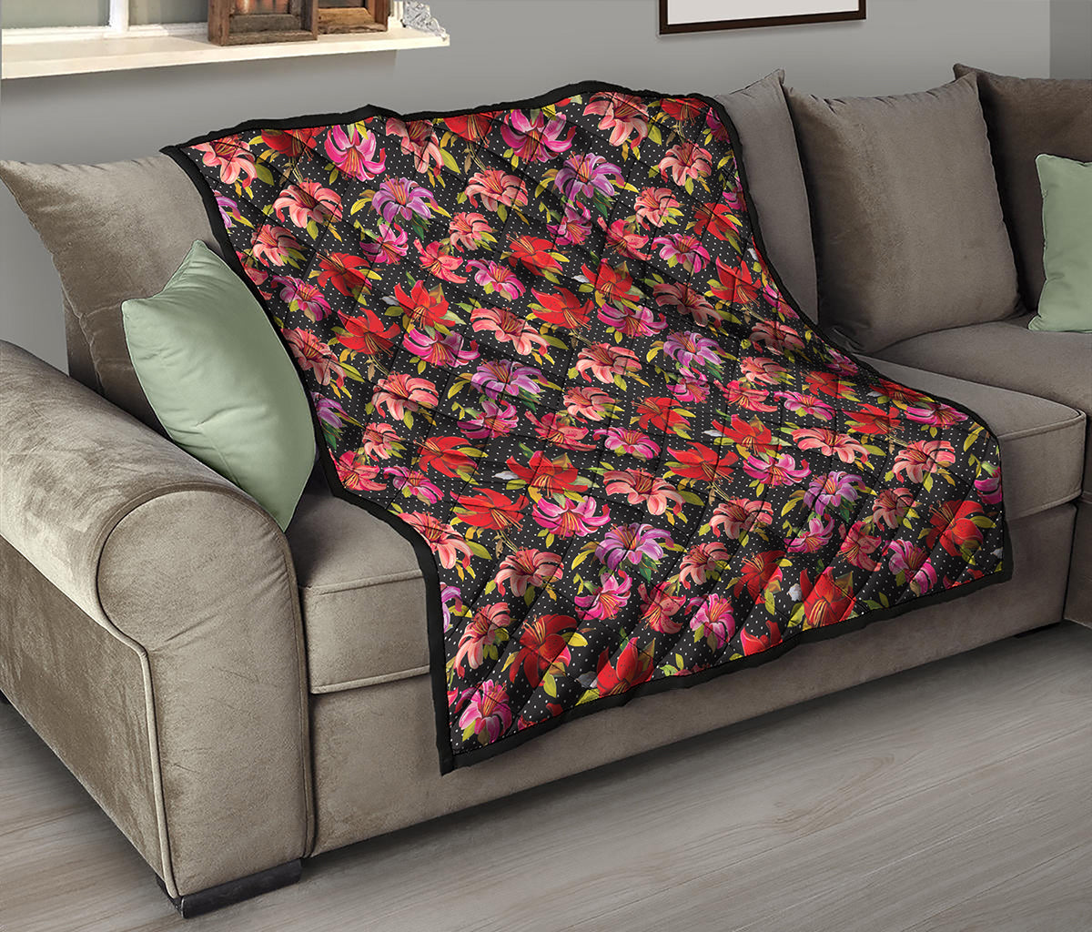 Polka Dot Lily Pattern Print Quilt