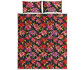 Polka Dot Lily Pattern Print Quilt Bed Set