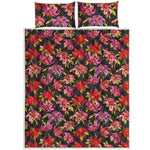 Polka Dot Lily Pattern Print Quilt Bed Set