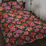 Polka Dot Lily Pattern Print Quilt Bed Set