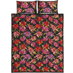 Polka Dot Lily Pattern Print Quilt Bed Set