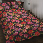 Polka Dot Lily Pattern Print Quilt Bed Set