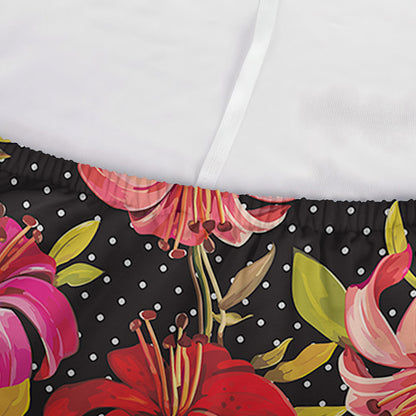 Polka Dot Lily Pattern Print Sofa Cover