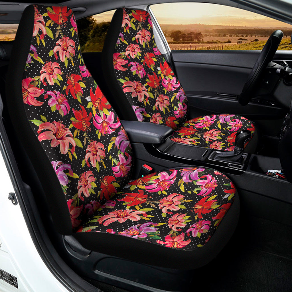 Polka Dot Lily Pattern Print Universal Fit Car Seat Covers