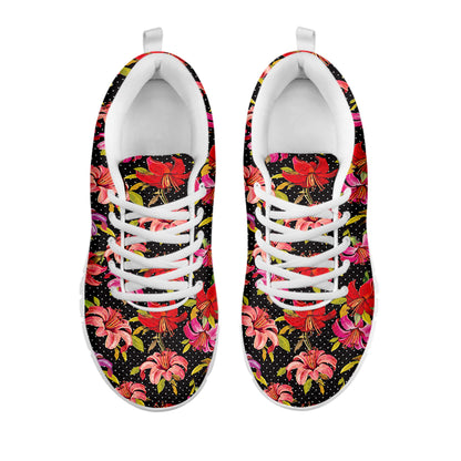 Polka Dot Lily Pattern Print White Sneakers