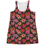Polka Dot Lily Pattern Print Women's Racerback Tank Top