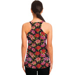 Polka Dot Lily Pattern Print Women's Racerback Tank Top