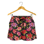 Polka Dot Lily Pattern Print Women's Shorts