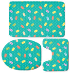 Polka Dot Macaron Pattern Print 3 Piece Bath Mat Set