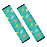 Polka Dot Macaron Pattern Print Car Seat Belt Covers