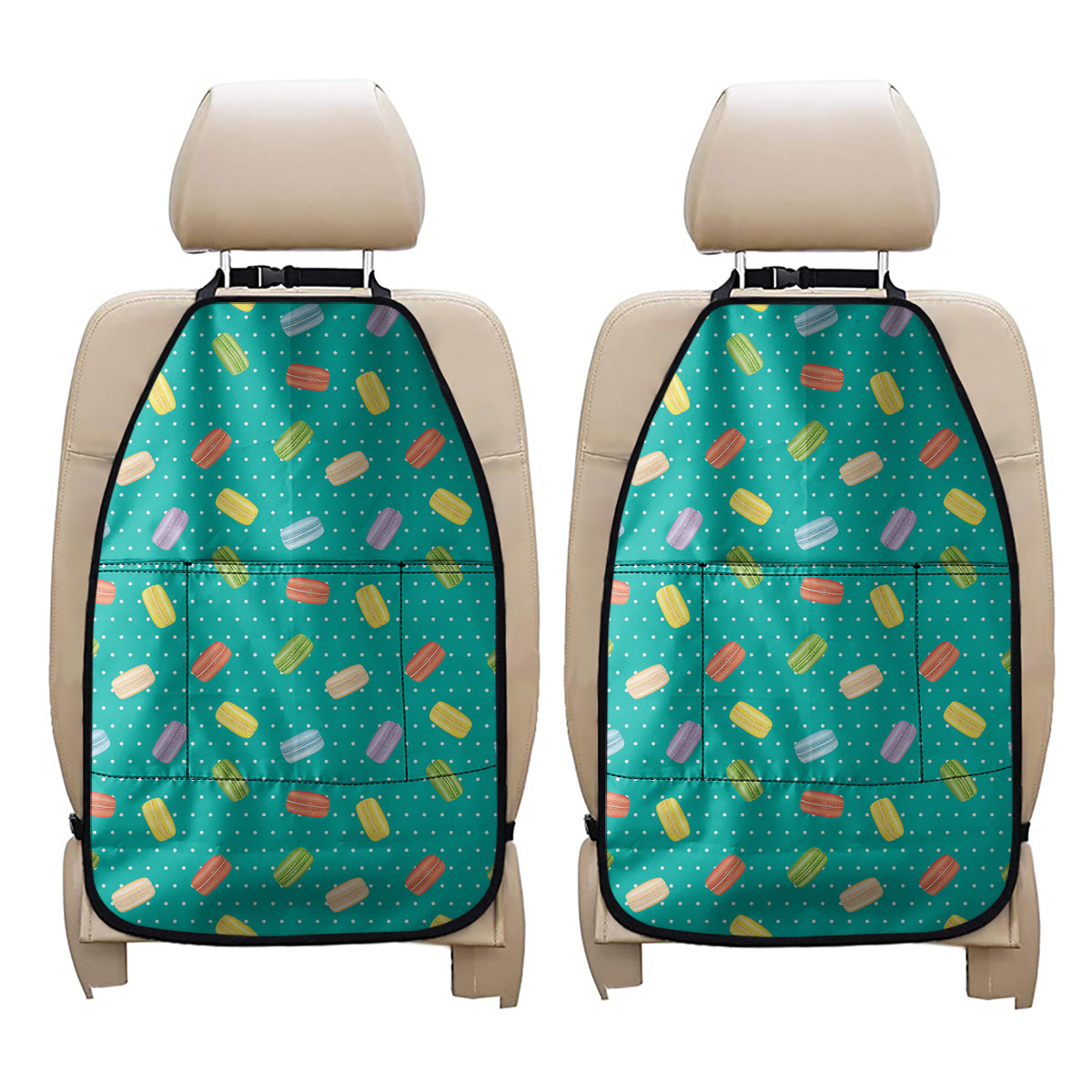 Polka Dot Macaron Pattern Print Car Seat Organizers